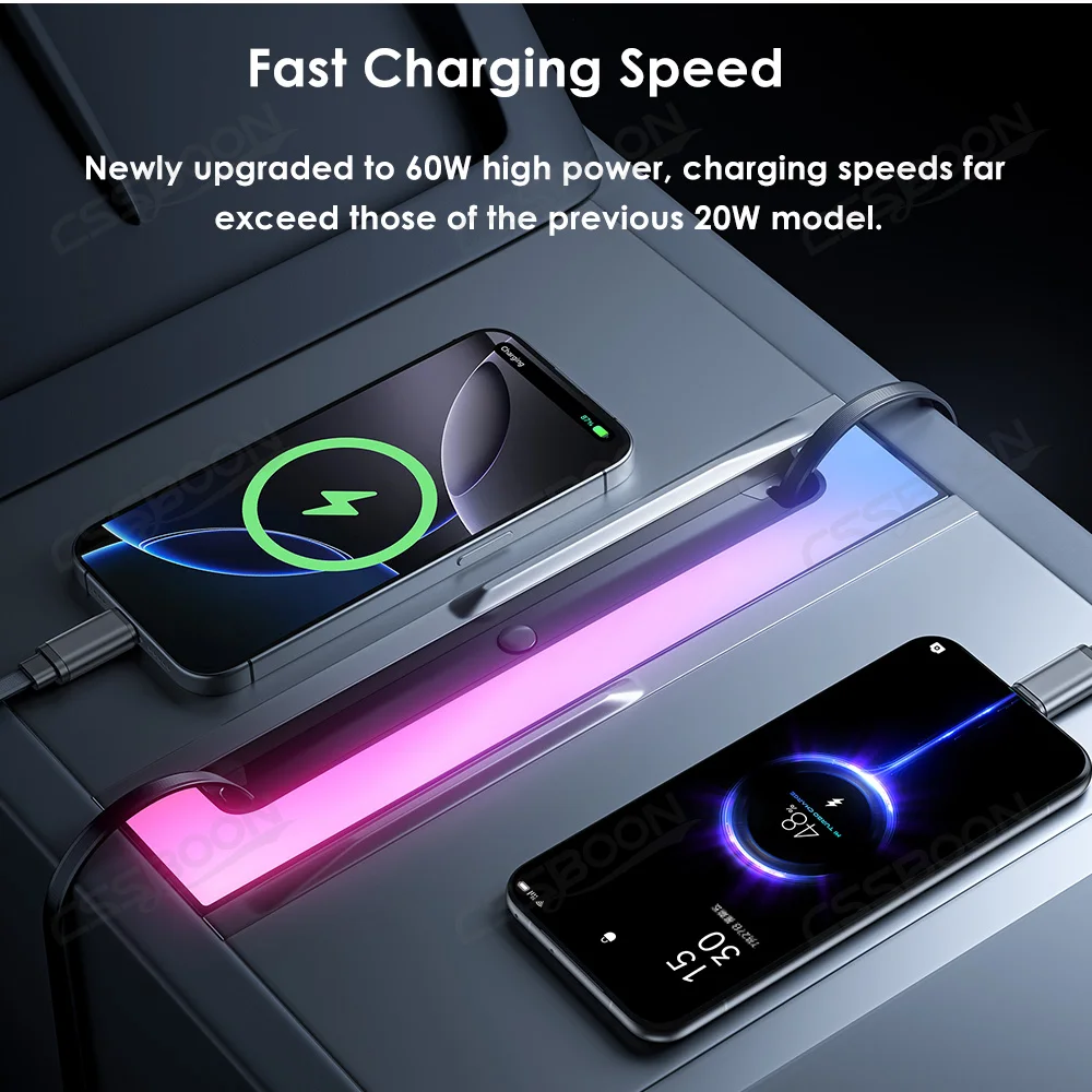 RGB Ambient Light USB Hub for Tesla Model 3 Y Juniper 2025 2026 60W Fast Charging Center Console Docking Station Accessories
