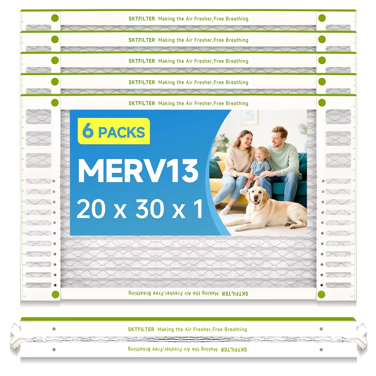 

Воздушный фильтр MERV 13, 20x30x1 дюймов, 6 штук, для систем ОВКВ, 19.75"x29.5"x0.75", удаляет пыль, пыльцу, шерсть животных, очищает воздух в помещении, освежает воздух