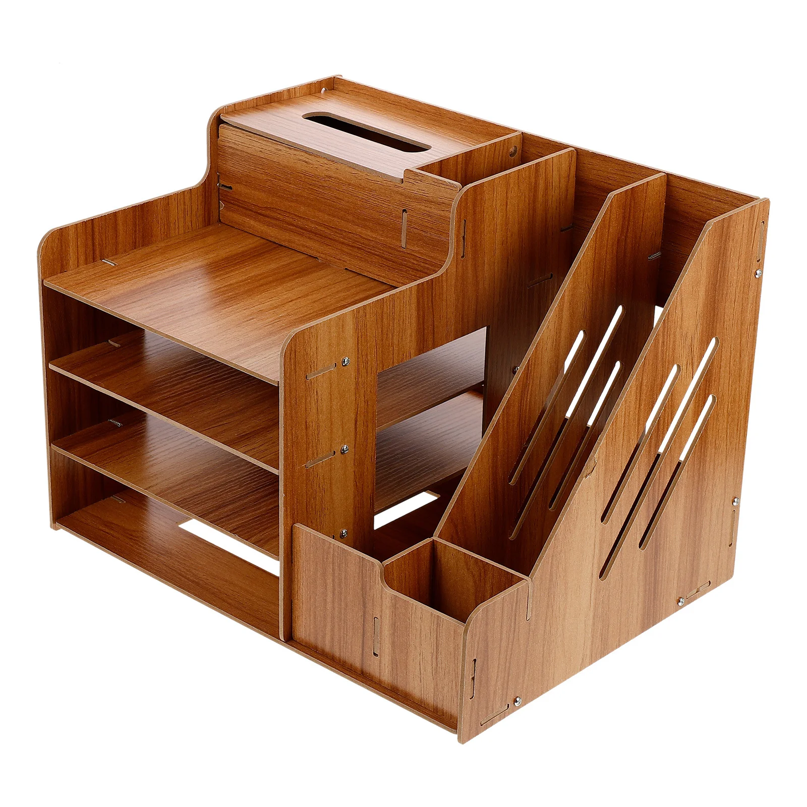 Wooden Desktop Rack Cherry Wood Stationery Desktop Organizing Holder Organizer Tabletop Shelf For Home Office Bedroom Dorm Use