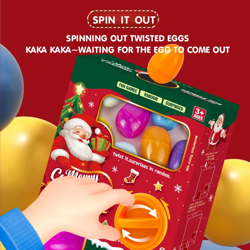 Christmas Gashapon Blind Box with 6pcs Random Capsule Cute Egg Twisting Machine Food Play Xmas Dolls Capsule Kids Toy Gift