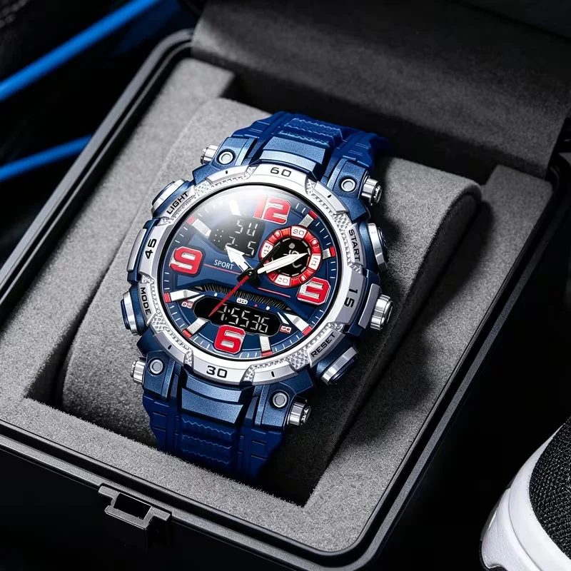 Fashionable Trend Youth Student Sports Night Light Dual Display Multifunctional Electronic Watch for Men and Women/Preferred Gif