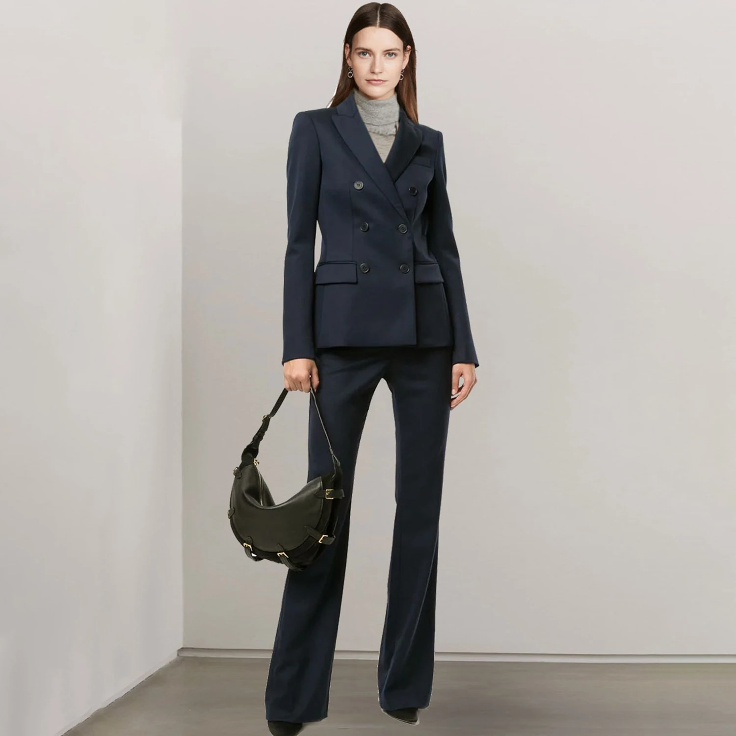 

Allingentle Dark Blue Women's 2 Piece Set Business Suit Elegant Pantsuit Set for Party Office Work Outfits Customize