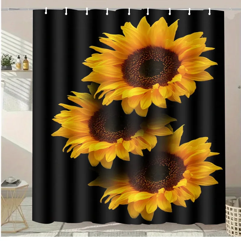

Моющаяся грязеотталкивающая занавеска для душа с подсолнухом, насадка для душа, водонепроницаемая полиэстеровая занавеска для ванны для домашнего декора