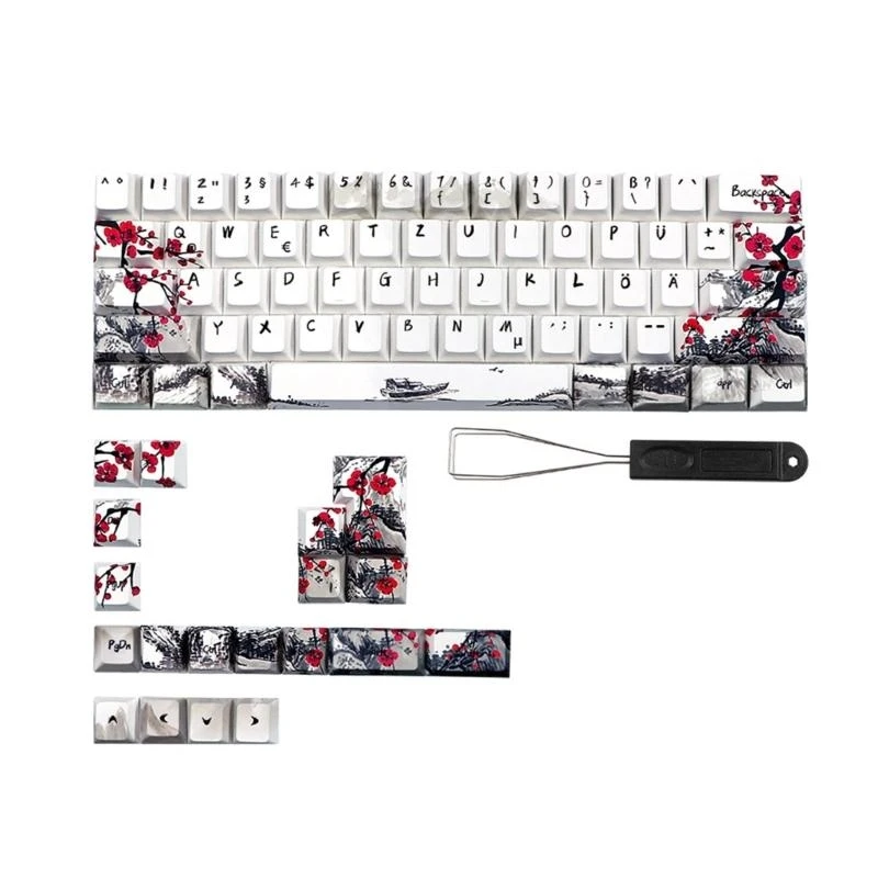 F68C CherryProfile Plum Blossom KeyCaps para 80 teclas Qwertz Azerty 61 64 67 68 Keuter