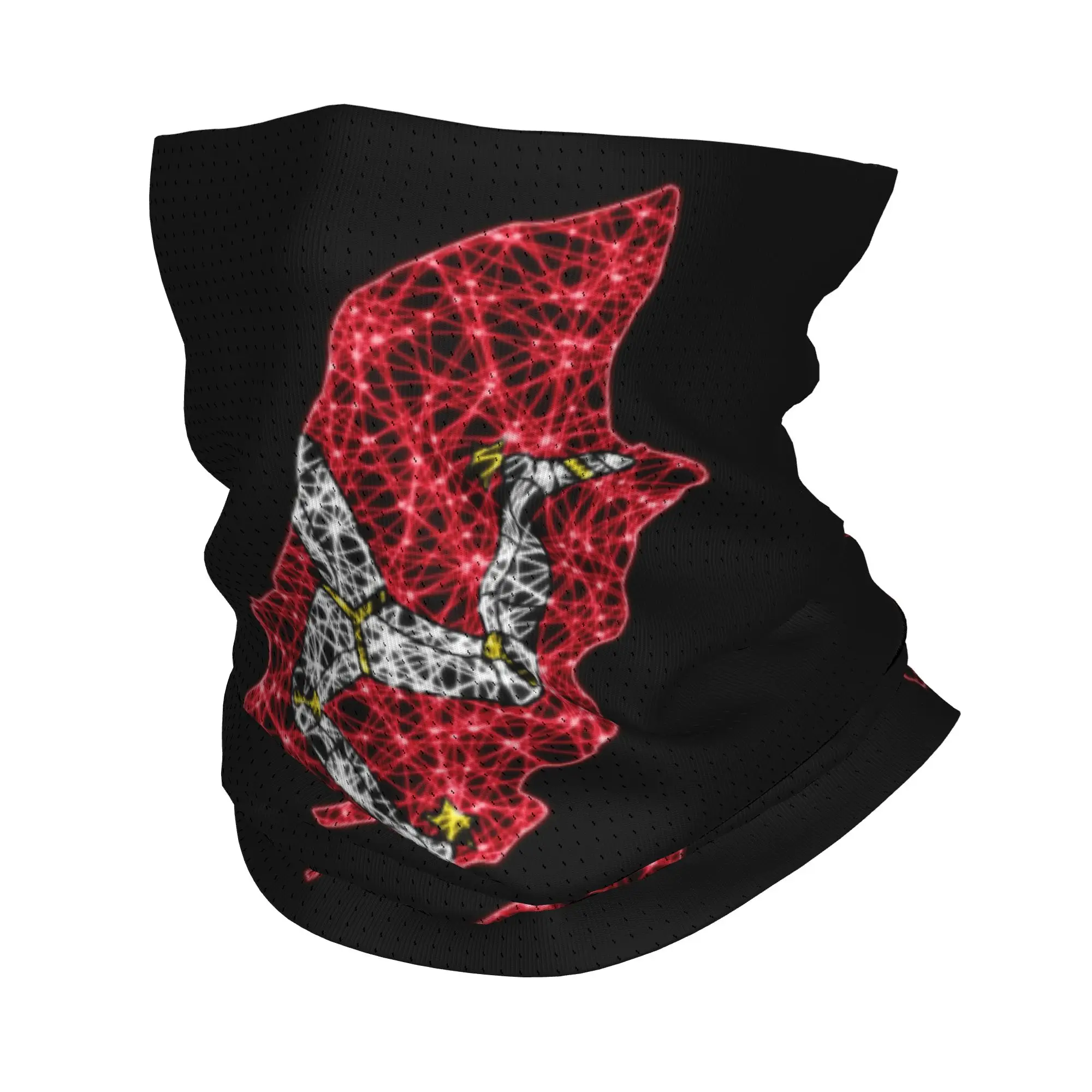 

Custom Isle of Man Flag Map Winter Headband Neck Warmer Women Men Ski Running Tube Scarf Face Bandana Gaiter