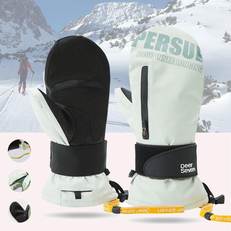 

Touchscreen Ski Gloves Men Women Thermal Warm Snowboard Mittens with Built-in-Wrist Guard for Winter Running Cycling Sports