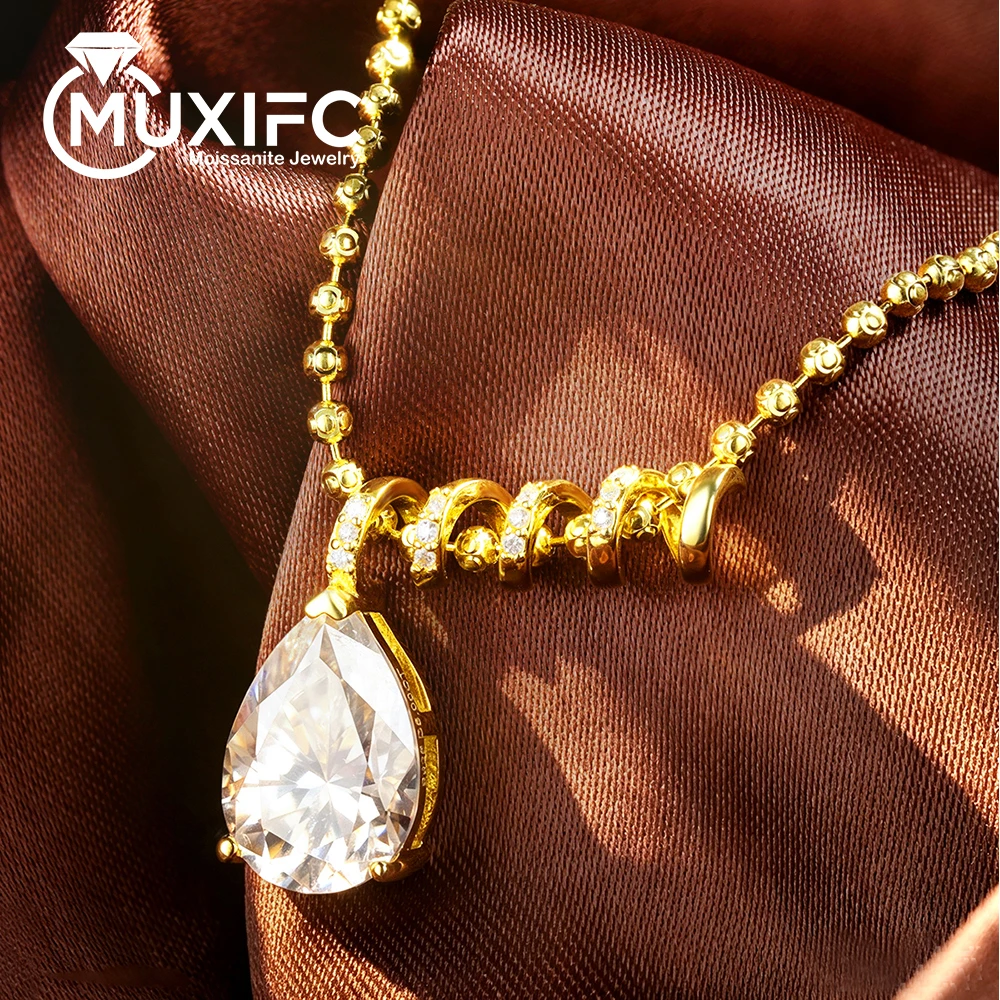 3/5CT Pear Cut Shape Full Moissanite Necklace for Women Waterdrop Lab Diamond Surround Pendant S925 Silver Neck Chain Jewelry