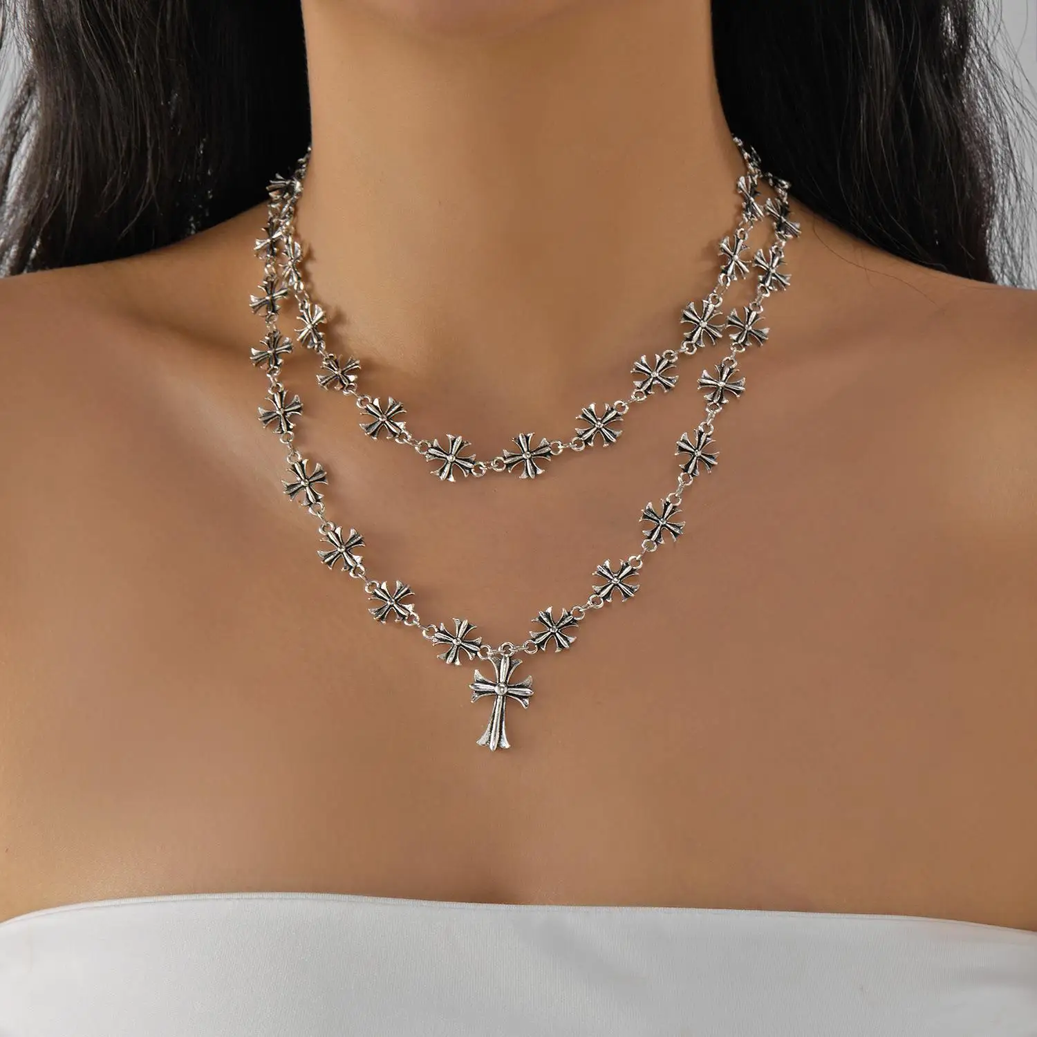 

Ретро металлический крест ожерелье Street Sle хип-хоп цепочка на ключицы мода простые ювелирные изделия для мужчин сумка через плечо Accory