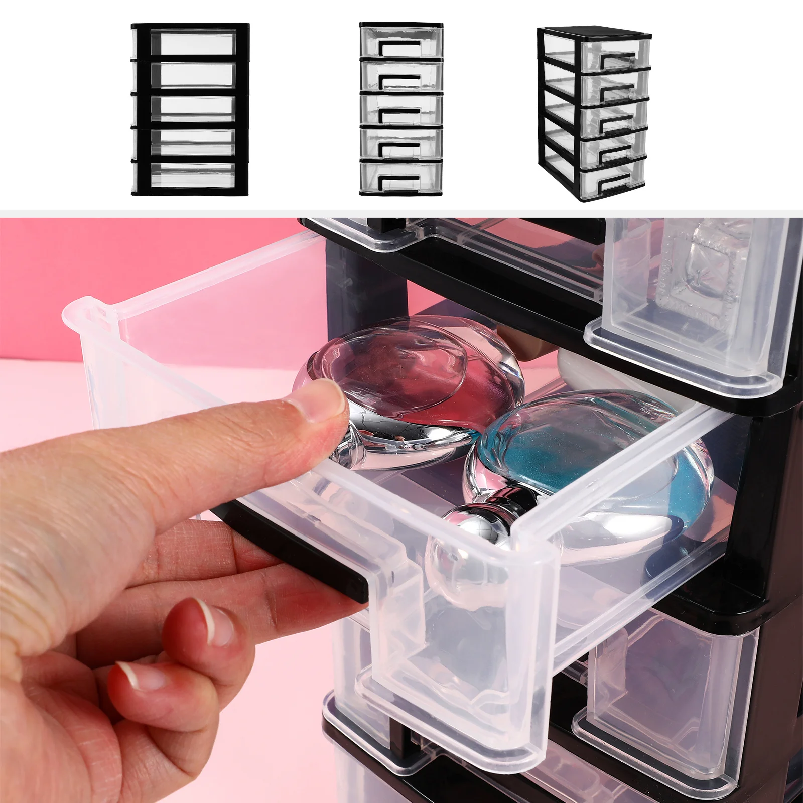 

Transparent Storage Box 5-Layer Drawer Desktop Organizer For Office Home School Use Plastic Storage Drawers
