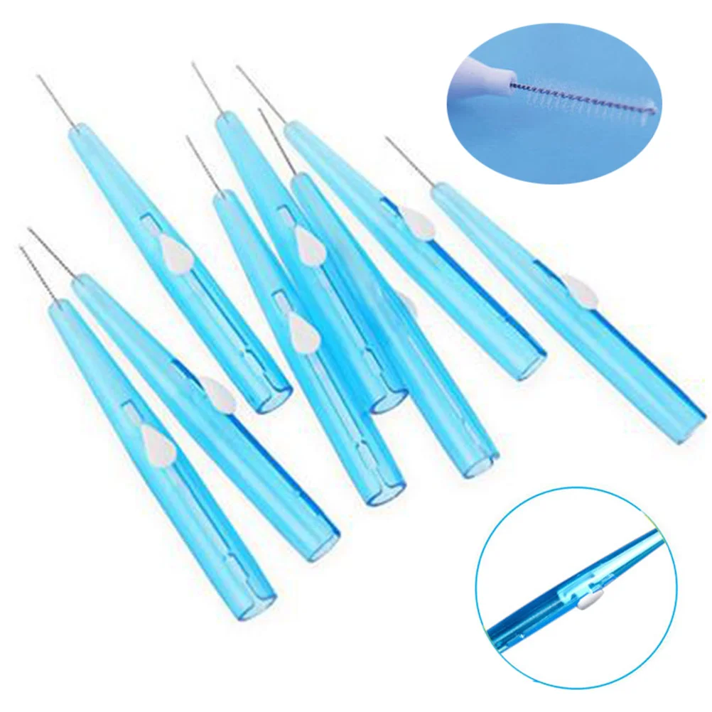 60 uds 07mm palillo de dientes de limpieza profunda Oral cepillo de cuidado bucal hilo dental (azul) cepillo interdental cepillo dental