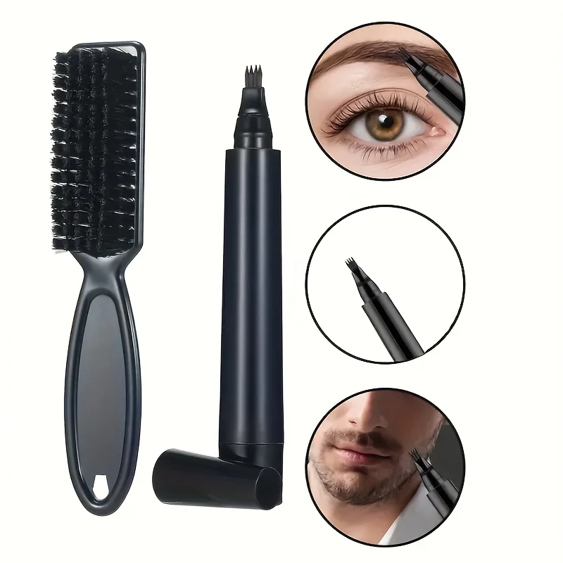 Hot Sale Beard Filling Pen Kit Beard Enhancer Brush Beard Coloring Shaping Tools Waterproof Black Brown Hair Pencil Man Cosmetic