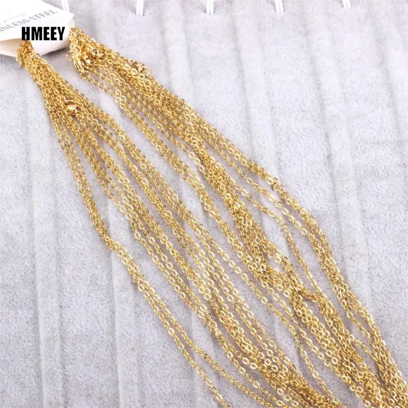 Hmeey 10Pcs/Lot Stainless Steel Chains 2mm/1mm O Shape Rolo Link Cuban Long Necklace For Women Pendant DIY Jewelry Wholesale