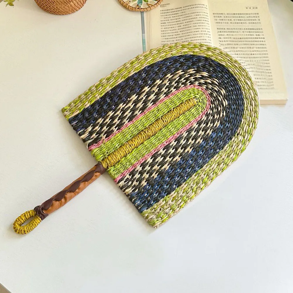 Sommer Handheld Woven Stroh Fan Handgewebte Gras Fan Handgemachte Lüfter Nordic Hängen Wand Dekorationen Für Home Schlafzimmer Dekor