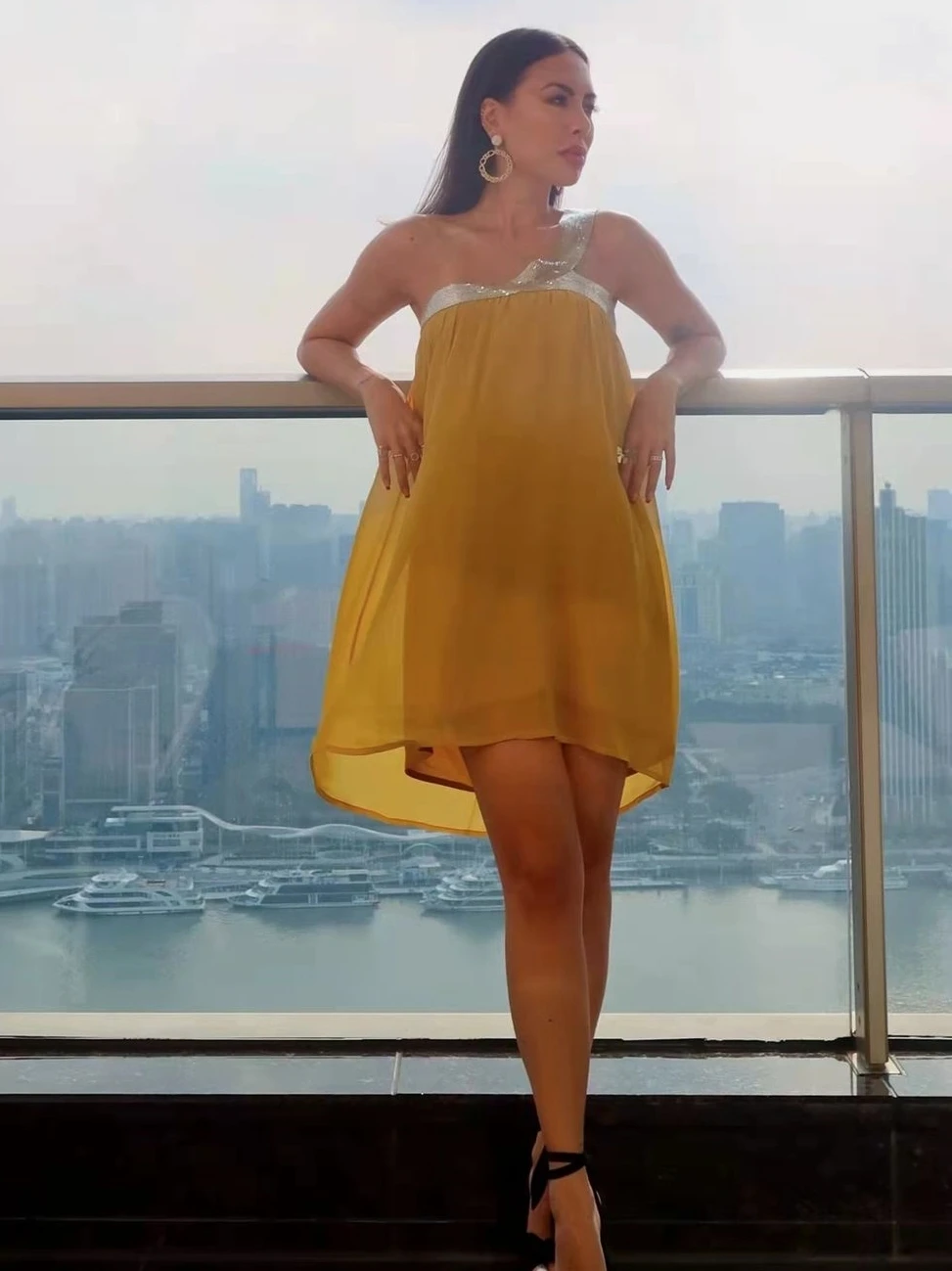 

Oisslec Prom Dresses Elegant Vintage Sweet Orange Shiny Sequins Short Summer Formal Occasion Prom Dress Evening Party Gowns