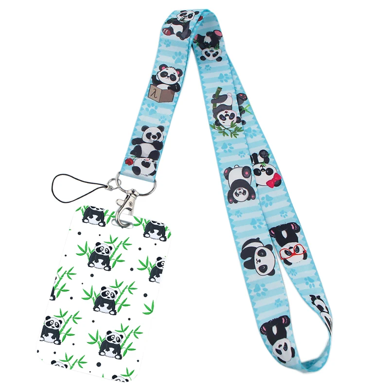 Lovely giant panda Manga  Lanyard Badge Holder ID Card Lanyards Cell Phone Rope Key Lanyard Neck Straps Keychain