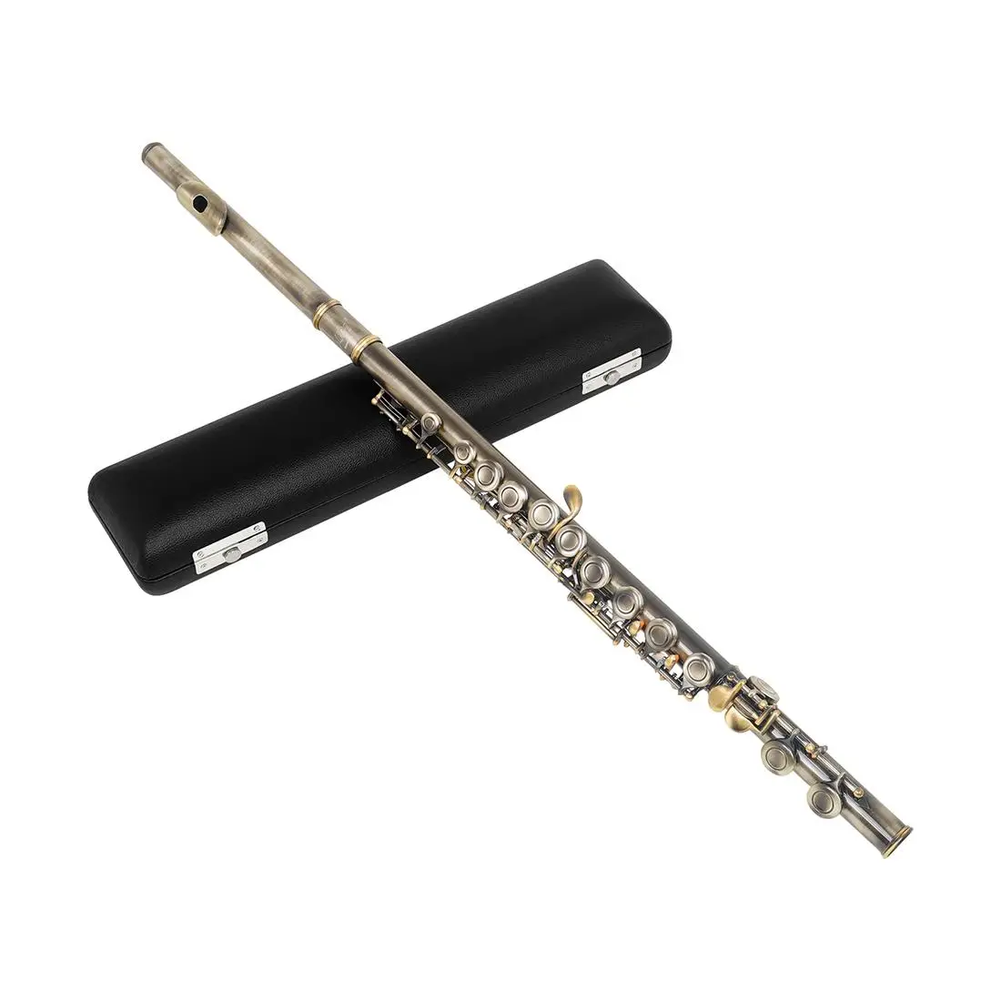 16‑Hole C Tone E‑Key Vintage Bronze White Copper Flute with Strap and Leather Case Woodwind Instrument