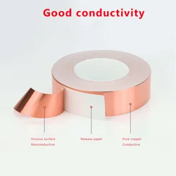 5m Conductive Copper Foil Tape Conductive Shielding Tape Self Adhesive Snail Barrier Tape Double-sided for Electrical Repairs