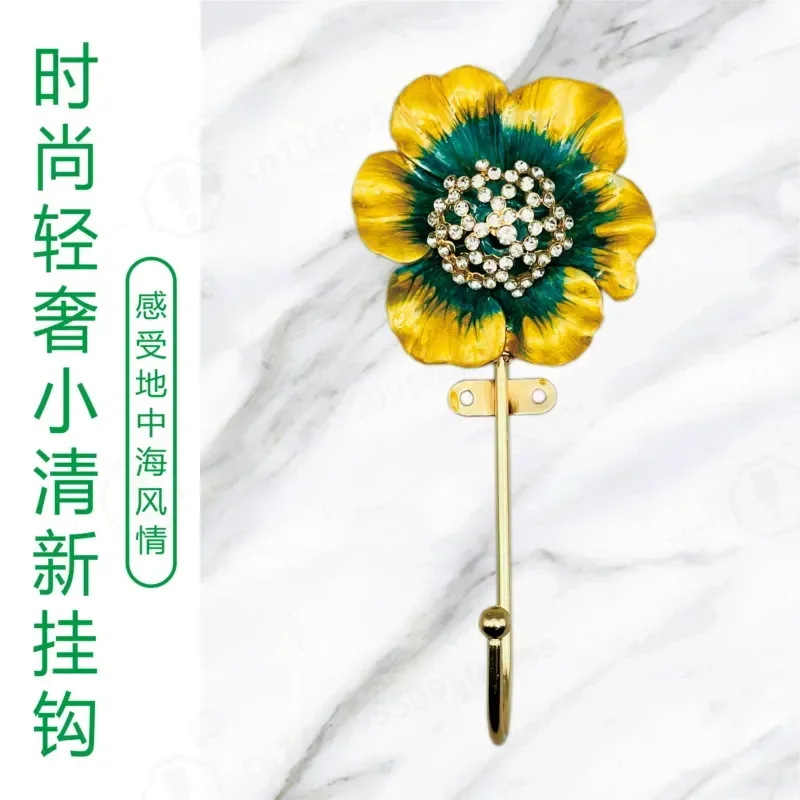 New Pastoral Enamel Colored Flower Hook Metal European Creative Clothes and Hats Pendant Nordic Cross-border Wholesale