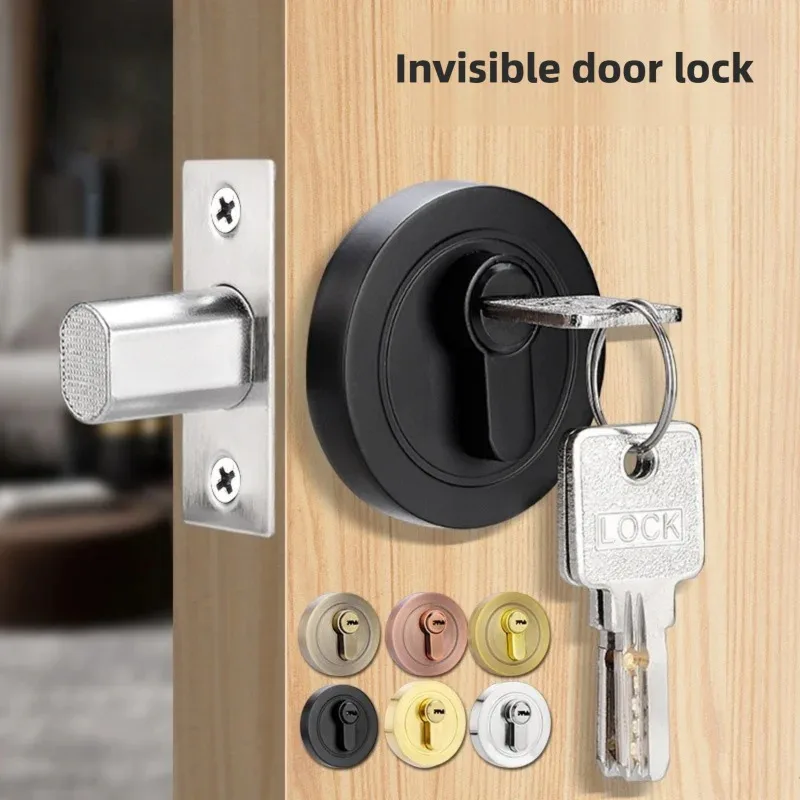 Serrure de porte cachée ; serrure dissimulée ; serrure de porte en bois ; serrure simple et double face ; serrure de porte de chambre à coucher ; serrure de couloir ; auxiliaire ind