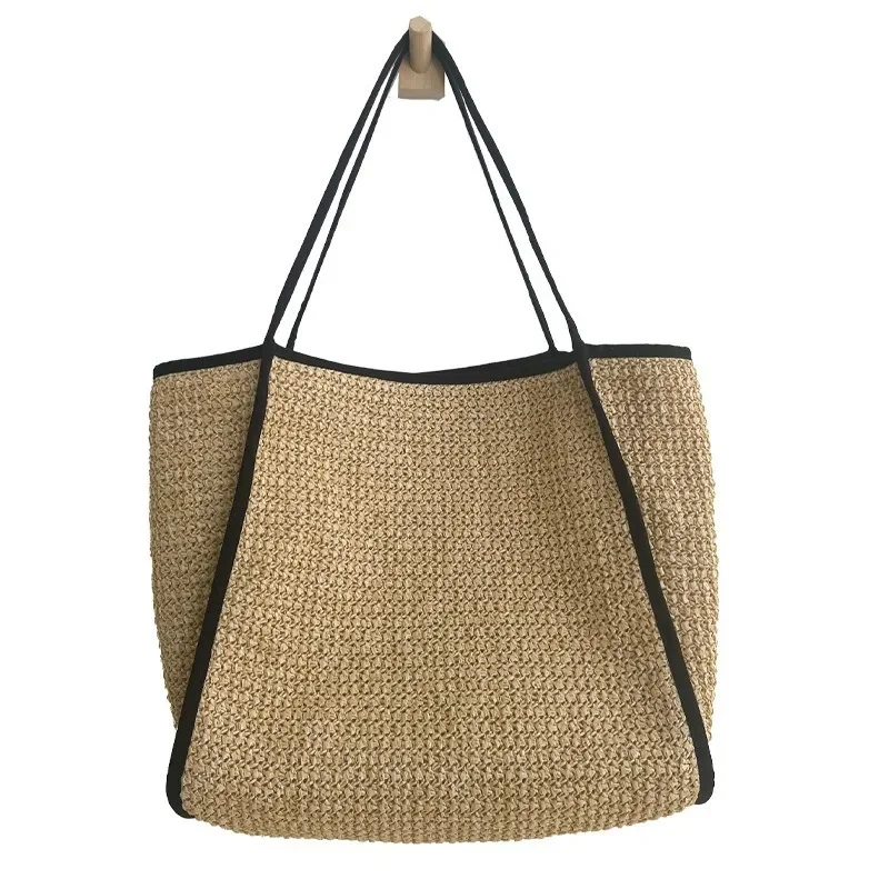 Women\'s Large Capacity Raffia Straw Bag Summer Vacation Bohemian Shoulder Bag for Female Casual Beach Tote Bag Sac A Main Femme