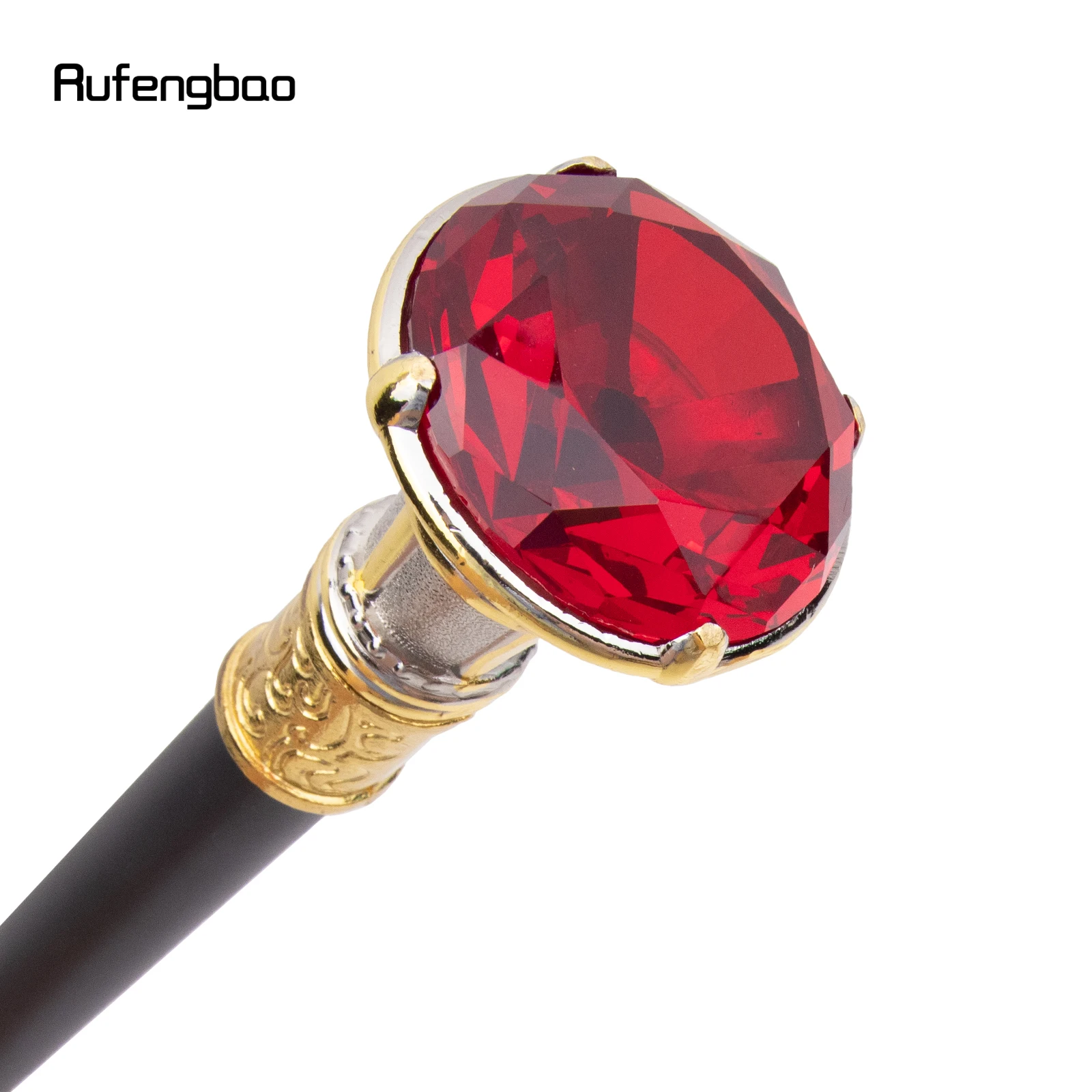 Red Diamond Type Golden White Walking Cane Fashion Decorative Walking Stick Gentleman Elegant Cosplay Cane Knob Crosier 90cm