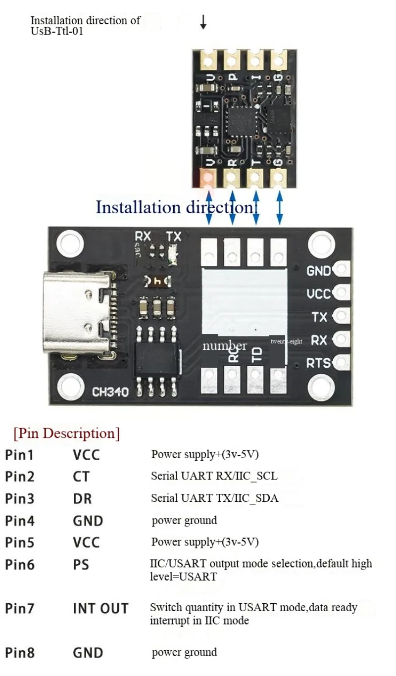 GY-25T 6DOF sechsachsiger serieller I2C-Gyroskop-Beschleunigungs-, Winkel- und Neigungssensor-Modul mit ROS – Detail 4