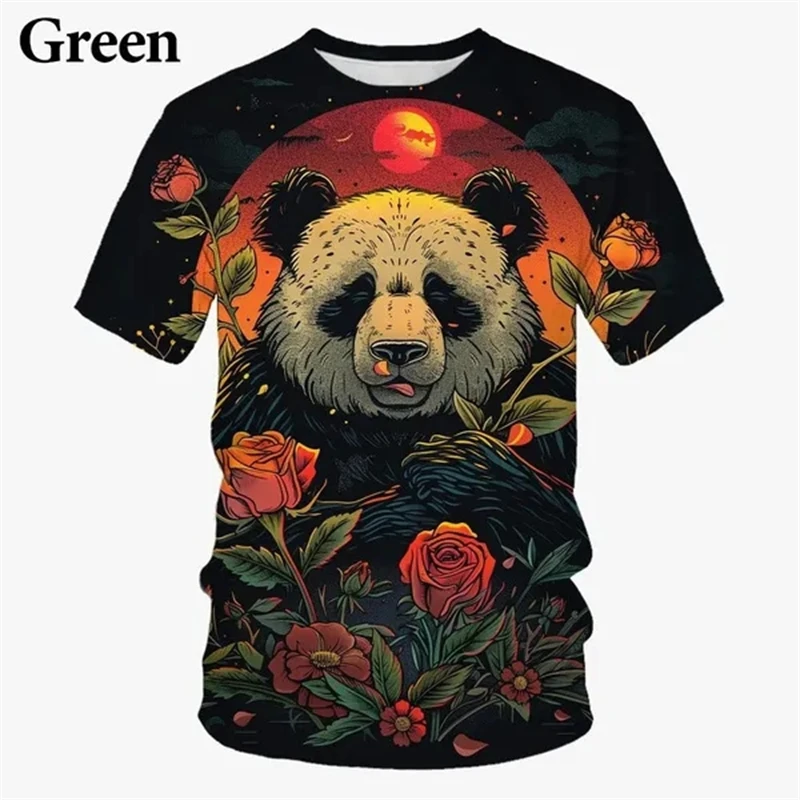 

Summer Handsome Panda 3D Printed Short-sleeved Street Personality Cool Casual Fashion Versatile Men's Women's Round Neck T-shirt