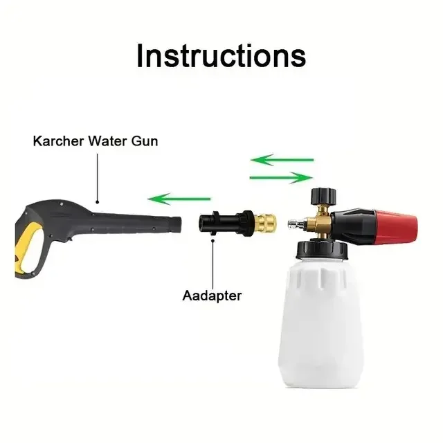 1L Verstellbare Schaumkanone mit 5 Sprühdüsen, 1/4 Zoll Schnellanschluss Schaumsprüher Kompatibel mit Kärcher K2-K7 Serie Pressu – Detail 5
