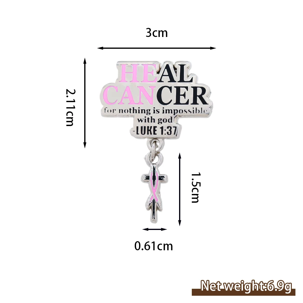 Brosche mit rosa Band zur Aufklärung über Brustkrebs, christliches Glaubensschriftband, Abzeichen für gemeinnützige Aktivitäten, Logo, Anstecknadel, Sammlerstück, Geschenk – Detail 2