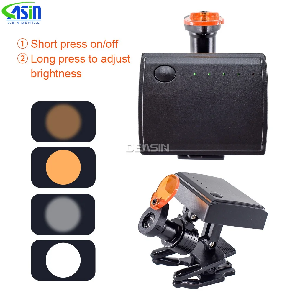 Wireless Clip Type Dental Portable 5W LED Headlamp with Optical Filter for Dentist Loupe Medical Magnifier