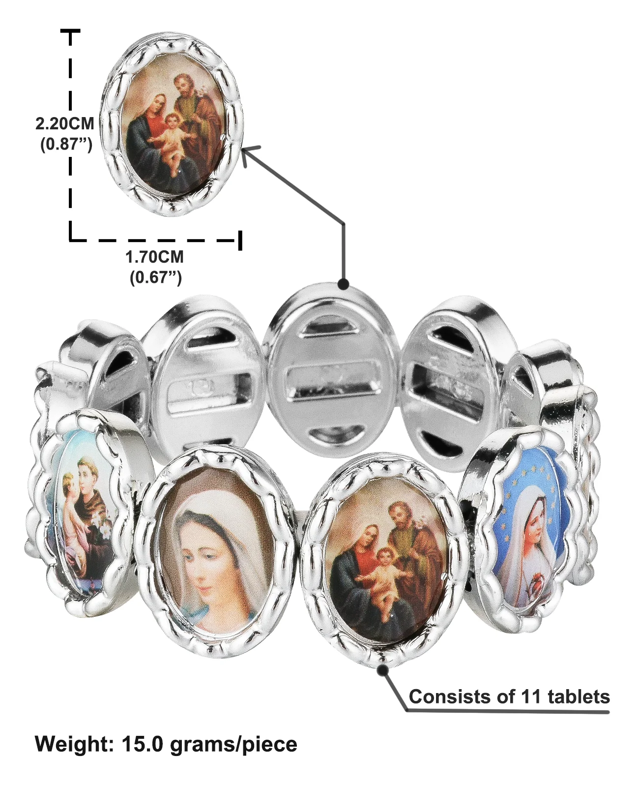 Diyalo Zufällige Heilige Ikone Jesus Mary Heiliges Herz St. Michael Unsere Liebe Frau Elastisches Stretch-Armband Unisex-Armreifen Religiöser Schmuck – Detail 2