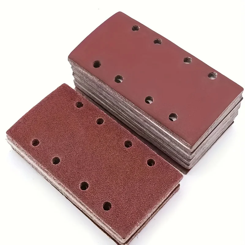 50pcs 8 Holes 93x185mm Hook & Loop Sandpaper Sheets, Aluminum Oxide Abrasive Sand Paper for Orbital Sander, Wood/Metal