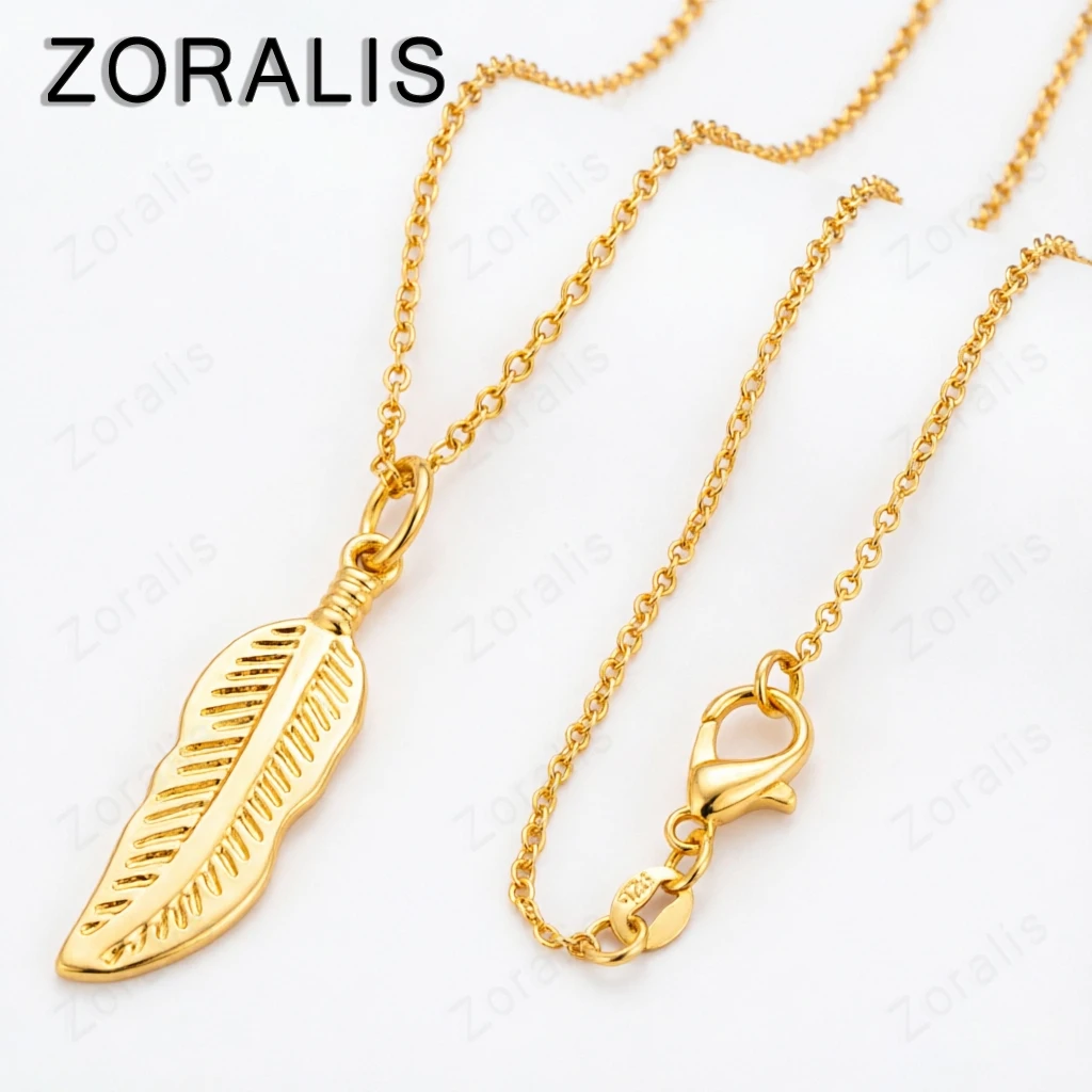 18K Gold Feather Pendant Necklace For Women necklaces Fashion Party Birthday Wedding Charm Fine Jewelry Gifts