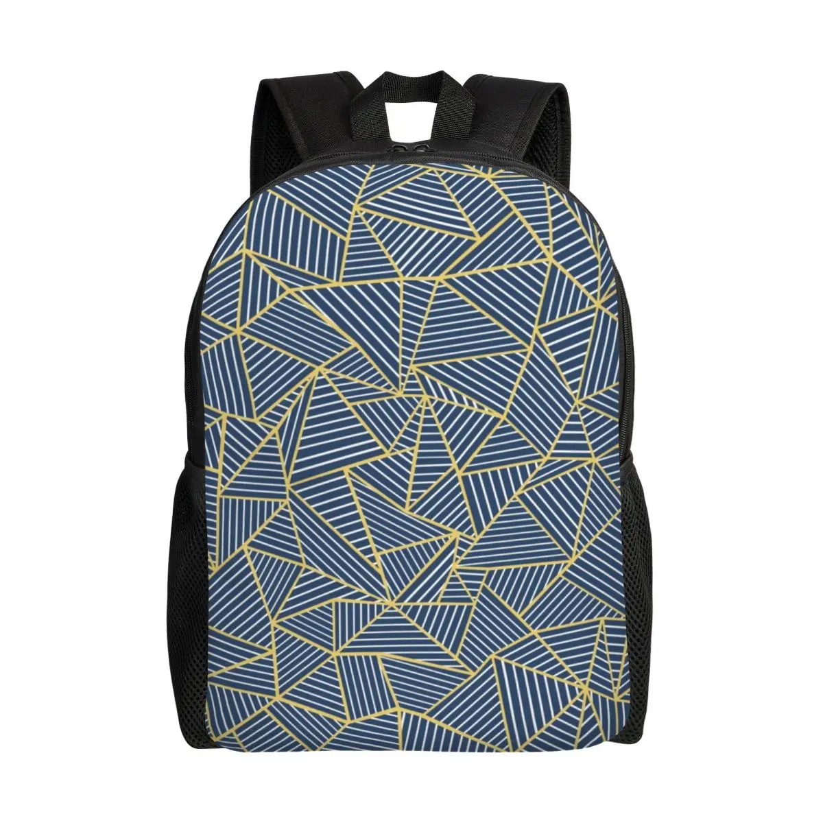 Custom Abstract Lines Geometric Out Double R Navy Laptop Backpack Men Women Casual Bookbag for School College Student Bag