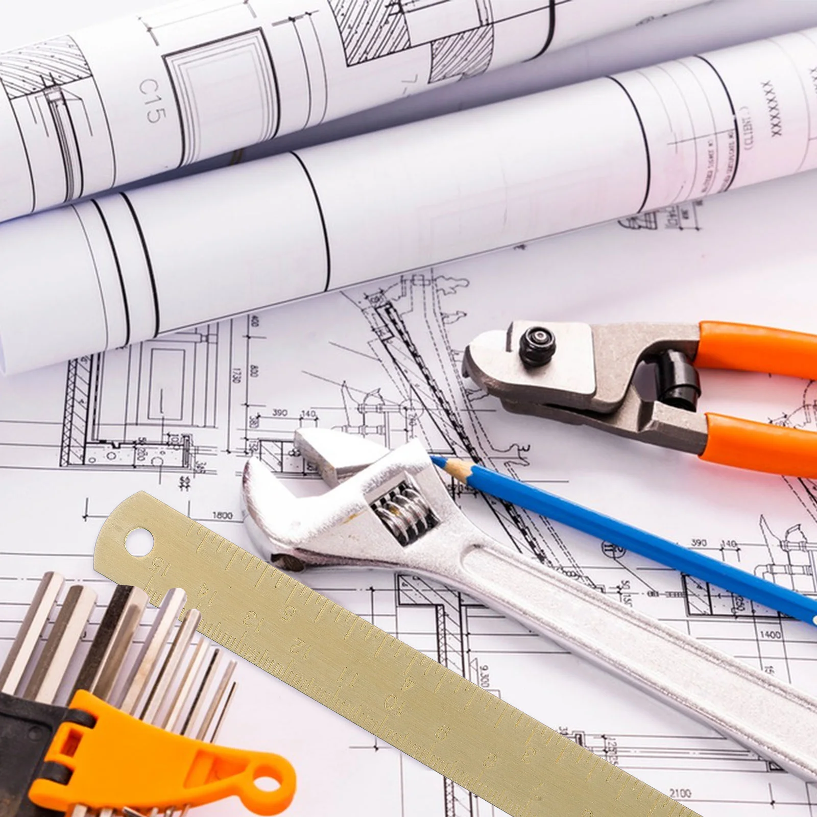 Regla Escala de latón Geometría profesional Matemáticas geométricas Herramienta de medición Dibujo Estudiante