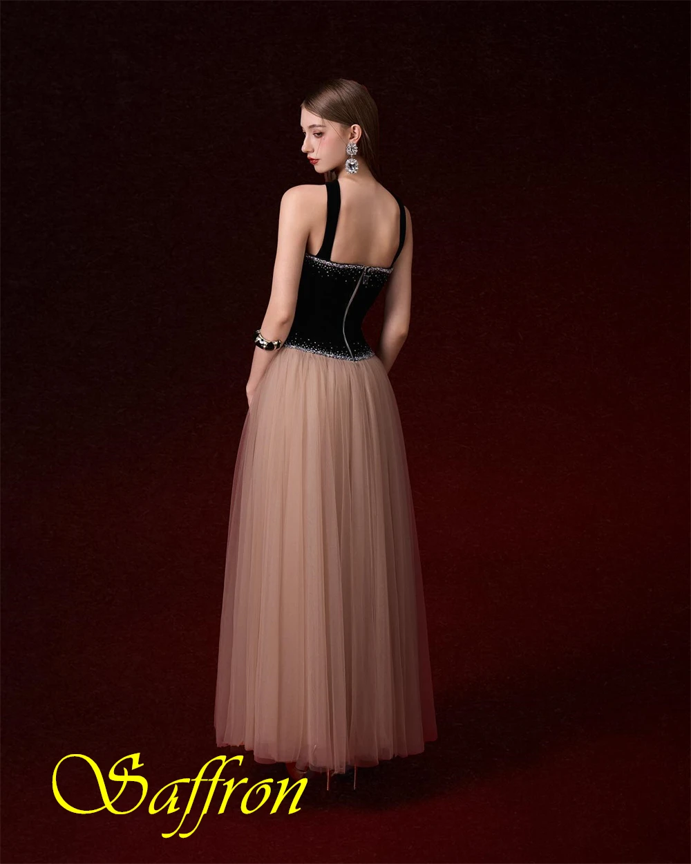 Customized Modern Organza A-Line Evening Dress Classic Contrast Color Prom Dresses Fashion Beading Special Occasion Gowns