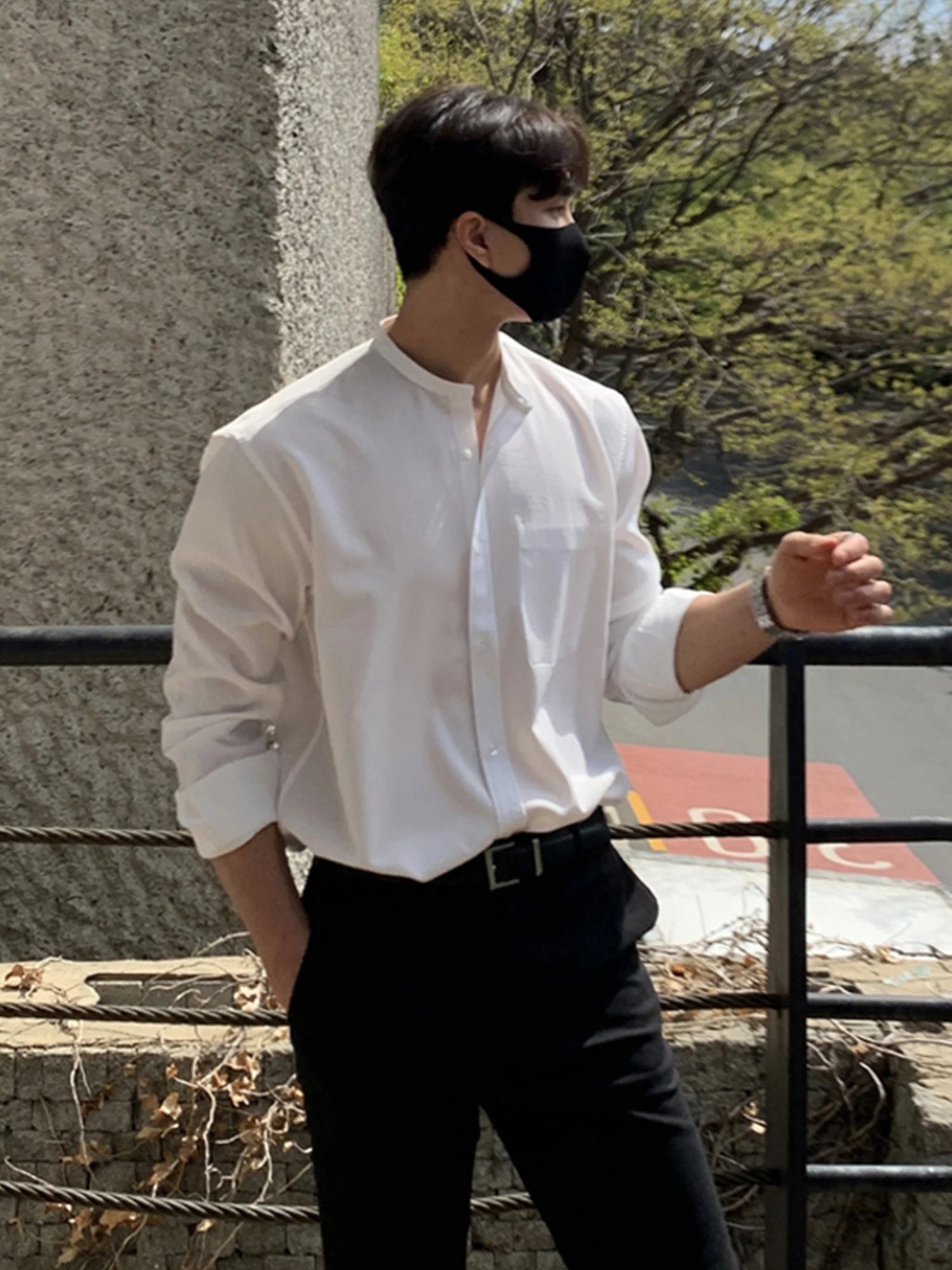 

Spring New Senior Long Sleeve Button Down Shirts for Men Korean Fashion Loose Solid Color All-match Men's Shirt Blouse L13