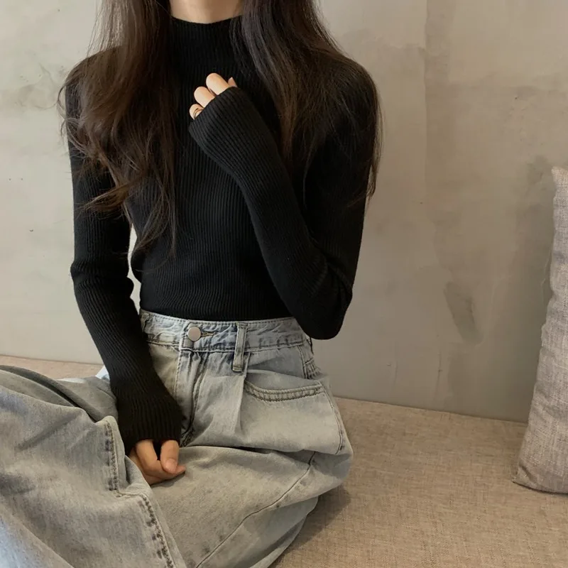 

Women's Knitted Sweater f High Collar Base Layer irt Inner Wear plus Size Autumn Winter New Sle Premium Feeling Top