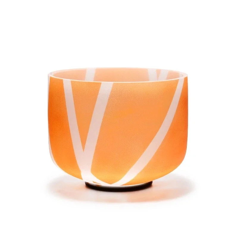 Hye-eun 8inch 440/432/528hz Orange Quartz Crystal Singing Bowl Meditation Sound Chakra Bowls for Energy Healing