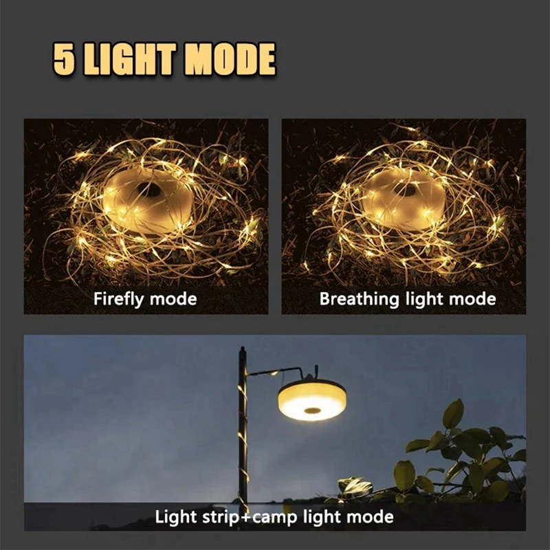 مصباح LED للتخييم بشريط جوي ، طول 10 أمتار ، IPX4 مقاوم للماء ، مصباح حزام خفيف قابل لإعادة التدوير لغرفة الخيمة ، سهل التركيب