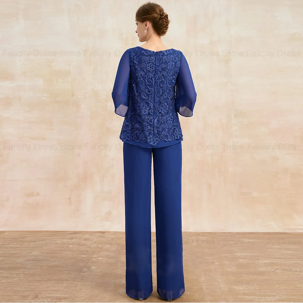 Felicity-Combinaison élégante pour mère de la mariée, robes de soirée de mariage Scoop, tailleur-pantalon séparé, robe de soirée en mousseline de soie et dentelle, 2024