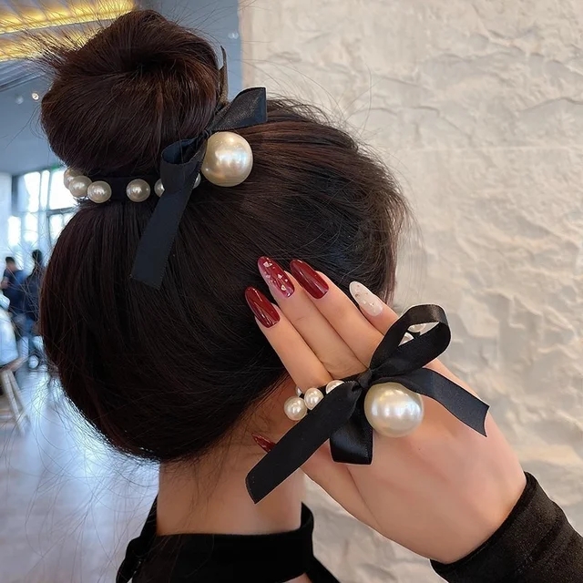 Koreańska perła elastyczna opaska do włosów kobiety dziewczęta kucyk posiadacze gumka moda Scrunchies elastyczne opaski do włosów nakrycia głowy