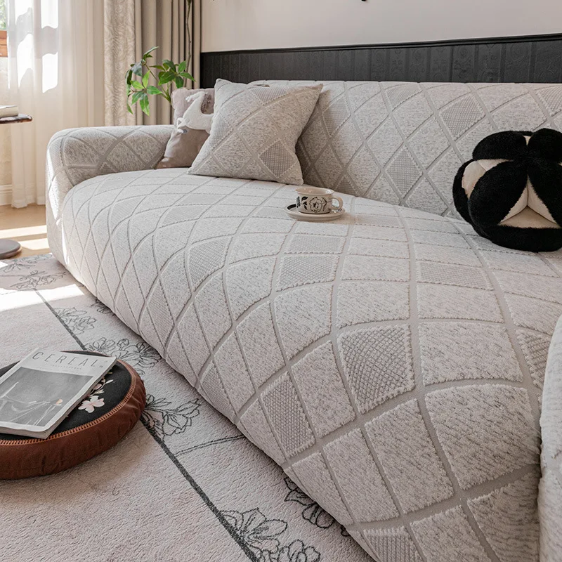 Jacquard Velvet Sofa Cover Autumn and Winter Warm Solid Couch Covers Anti-Skid Furniture Protection Slipcover
