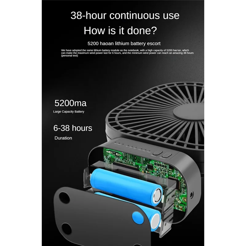 مروحة سطح المكتب الصغيرة USB مروحة قابلة للشحن مروحة سطح المكتب مع الموقت الرياح القوية 3 سرعات 7 مروحة ورقة المحمولة هادئة مكتب التخييم الأسود-