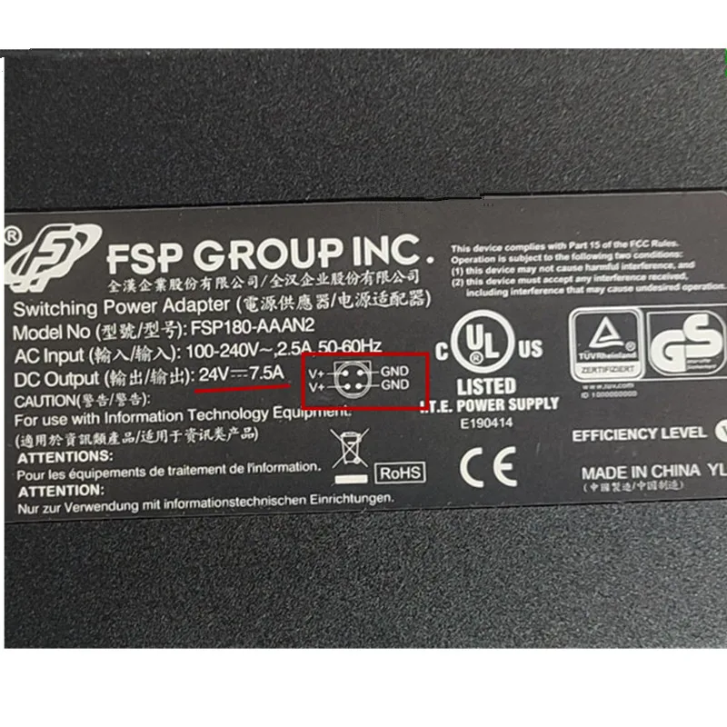 Genuine FSP Switching Power Adapter Charger FSP180-AAAN2 24V 7.5A 4Pin Plug 180W Power Supply