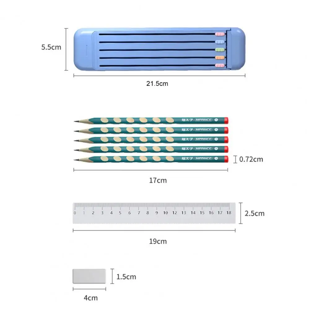 Pencil Case Practical Pencil Organizer with Ruler and Eraser Student Children Storage Box Desk Organizer School Supplies