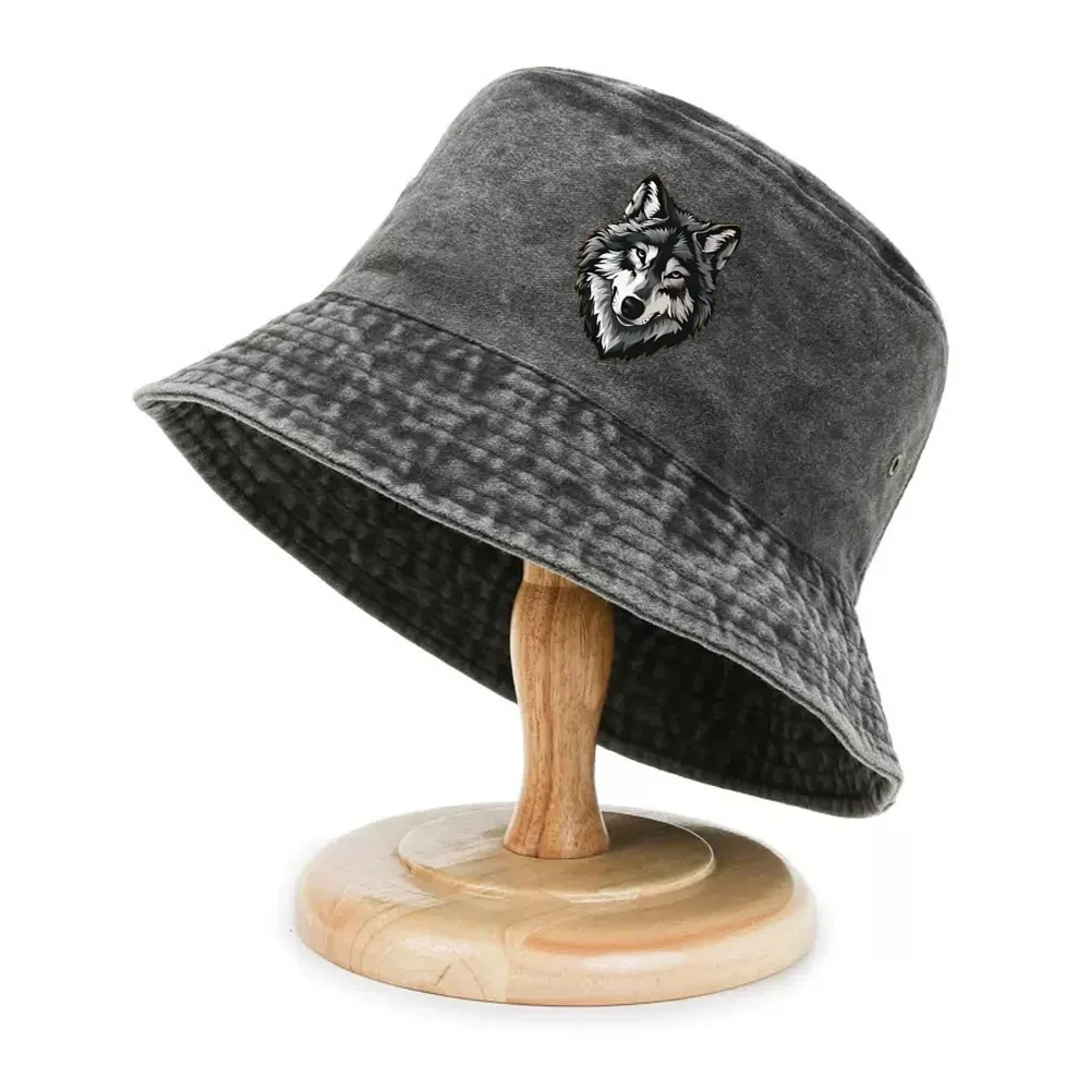 A Single Pack Unisex Wolf Head Fisherman'S Hat - Cartoon Wolf Face Design, Foldable Outdoor Hat Suitable for Sports, Beach, Fest