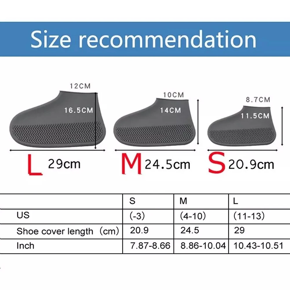 1 Pair Reusable Waterproof Rain Shoes Covers Silicone Outdoor Rain Boot Overshoes Walking Shoes Accessories Reusable Shoe Cover