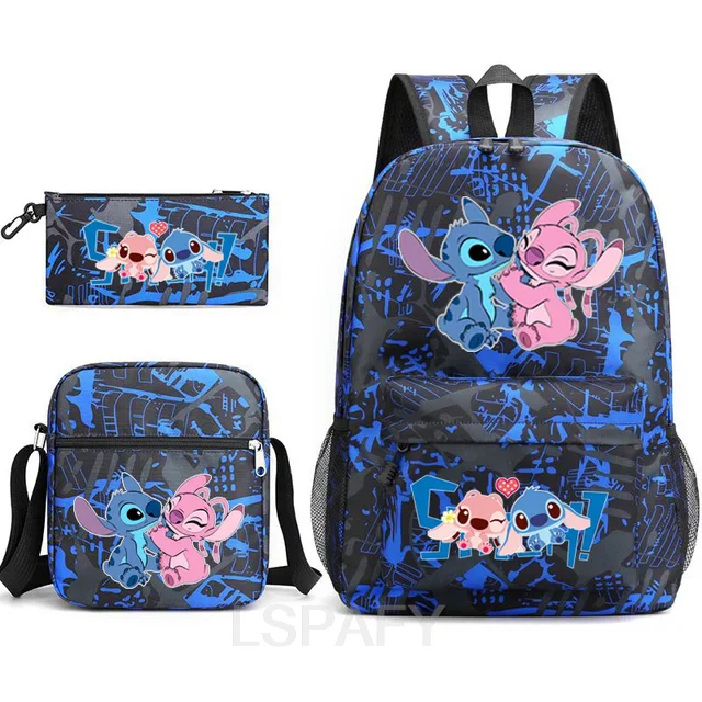 Lilo Stitch Cartoon School Bags Girls Boys 3pcs Simple Light Students Laptop Backpack Kids Travel Mochilas With Shoulder Bag