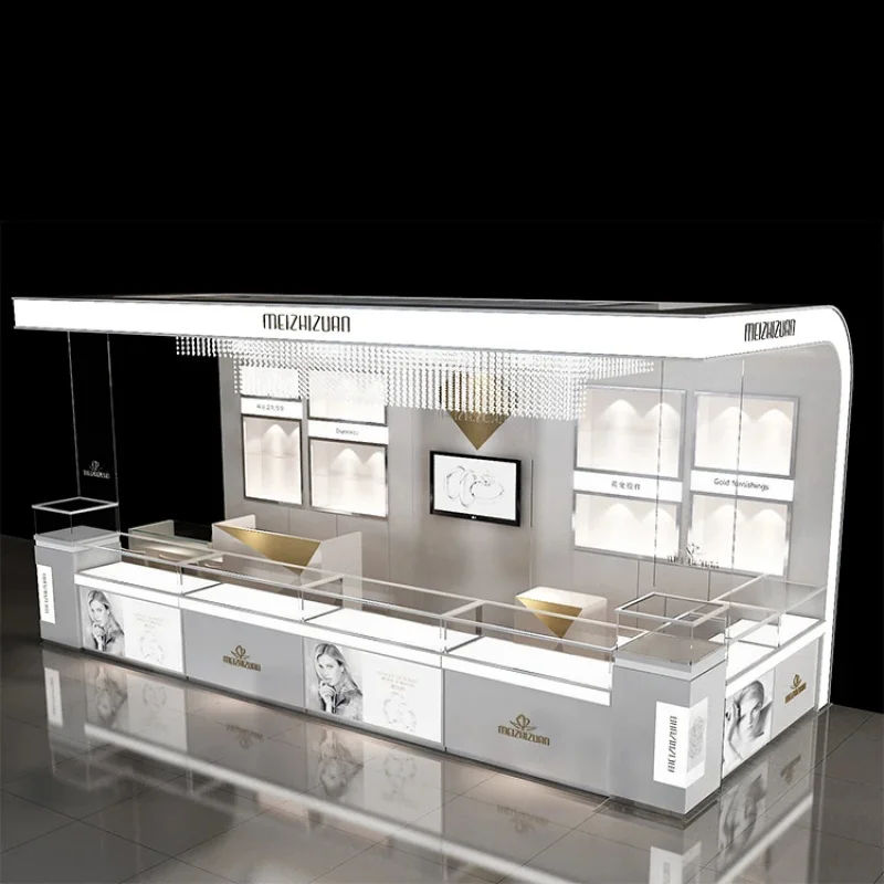 

Customize.Custom Modern Luxury LED Light Jewelry Showcase Small Shop Kiosk Mall Retail Store Glass Metal MDF Acrylic Materia